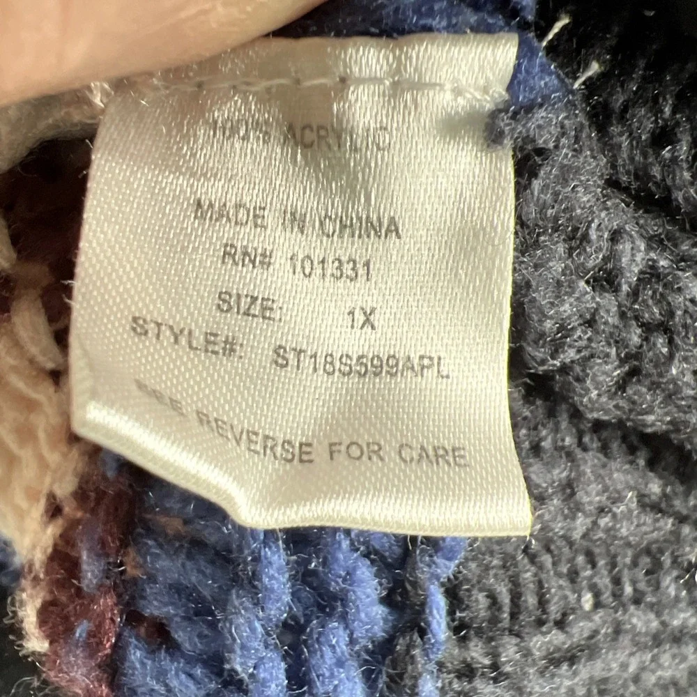 Chunky Knit Size 1X Cropped Oversized Sweater Twee Artsy Soft‎ Cozy